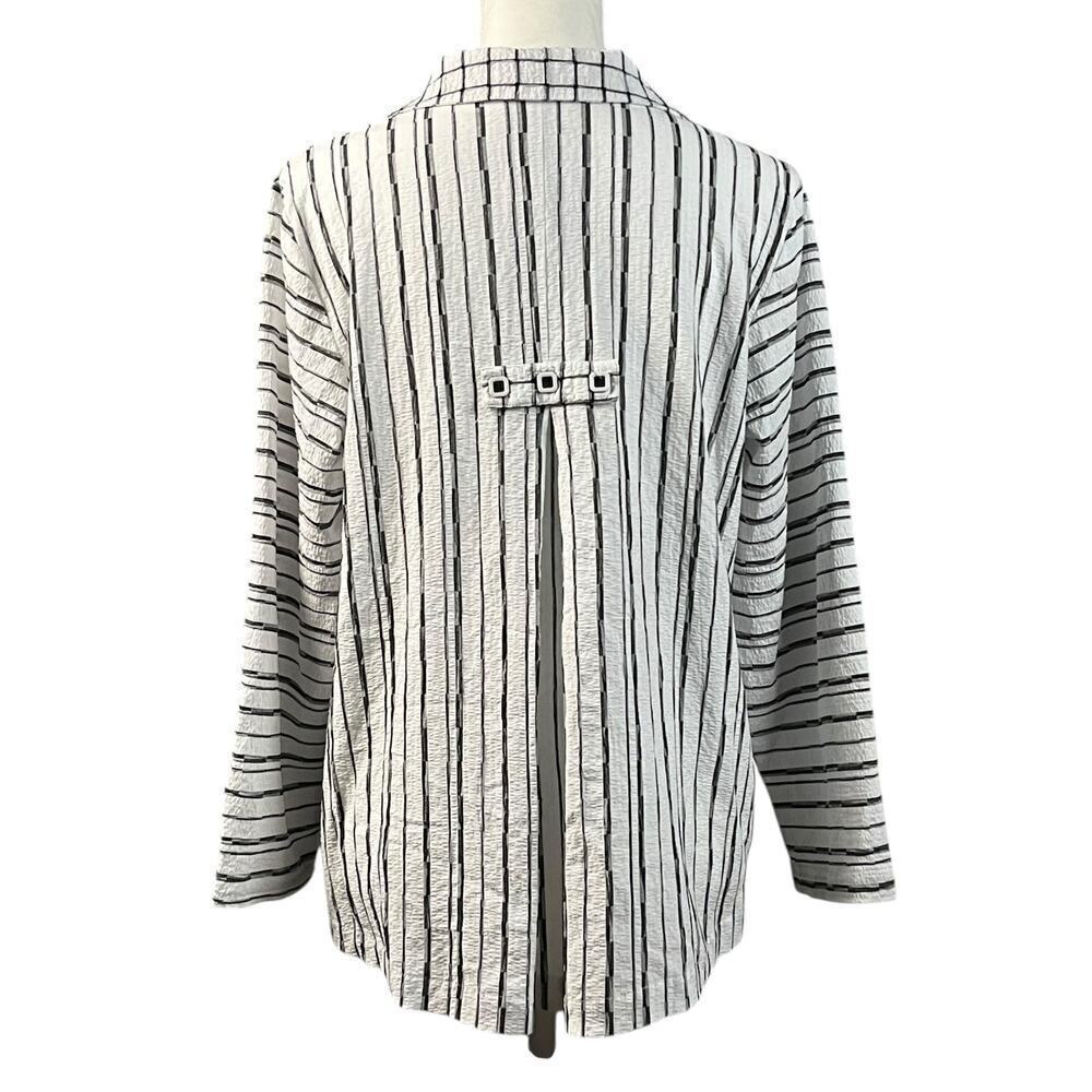 Habitat Clothes To Live In Tunic Size Medium Black White Stripes Textured Artsy - Picture 3 of 13